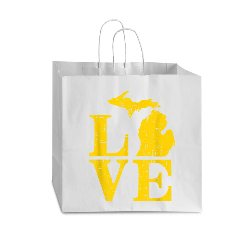 Love Michigan Vintage Mi Wolverine State Pride T Shirt Vogue Paper Bag - 16 X 6 X 12 | Artistshot