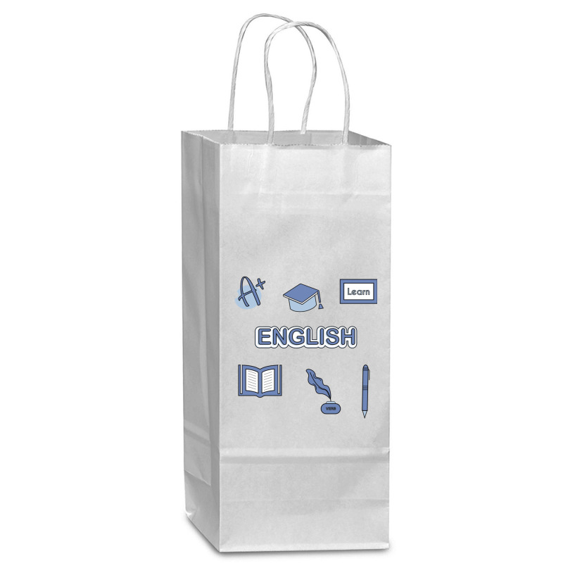 Light Blue English School Subject  Pack Wine Paper Bag - 5 1/2 X 3 1/4 X 13 | Artistshot