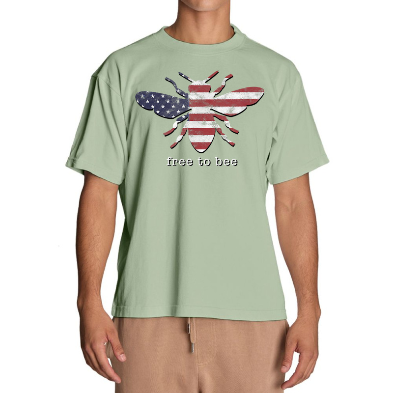 Bee Free' Honeybee With American Flag T Shirt Urban Heavy T-shirt | Artistshot