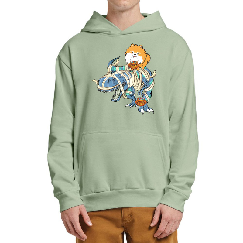 Pomeranian Riding Dinosaur Halloween Dog Urban Pullover Hoodie | Artistshot