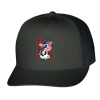 Funny Dairy Cows 4th Of July Costumes Usa Flag Dairy Cows Trucker Cap | Artistshot