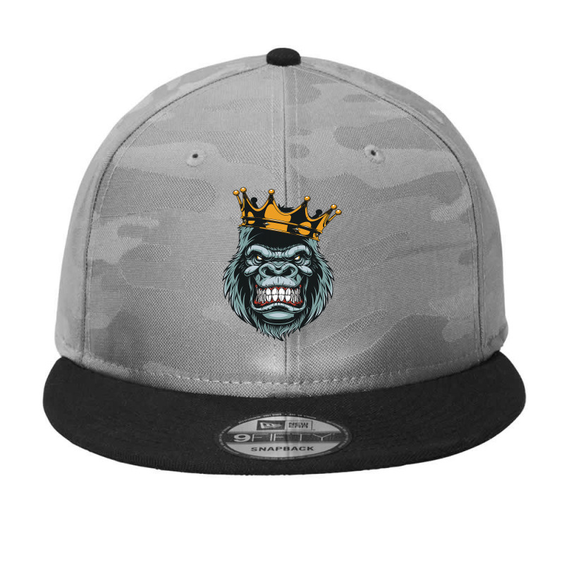 Gorilla King Ferocious Gorilla On With Crown Christmas Gifts Camo Snapback | Artistshot