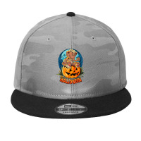 Halloween Costume Vintage Bear Sitting Pumpkin Camo Snapback | Artistshot