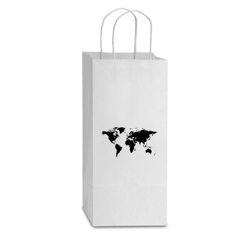 World Map Black Silhouette Countries Continents Raglan Baseball Tee Double Wine Paper Bag - 6 1/2 X 3 1/2 X 12 3/8 | Artistshot