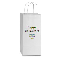 Happy Hanukkah  Jewish Holiday Chanukah Double Wine Paper Bag - 6 1/2 X 3 1/2 X 12 3/8 | Artistshot