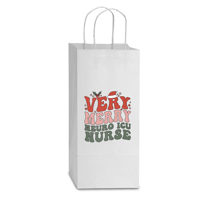 Merry Neuro Icu Nurse Christmas Neuro Icu Nursing Xmas Party Premium T Double Wine Paper Bag - 6 1/2 X 3 1/2 X 12 3/8 | Artistshot