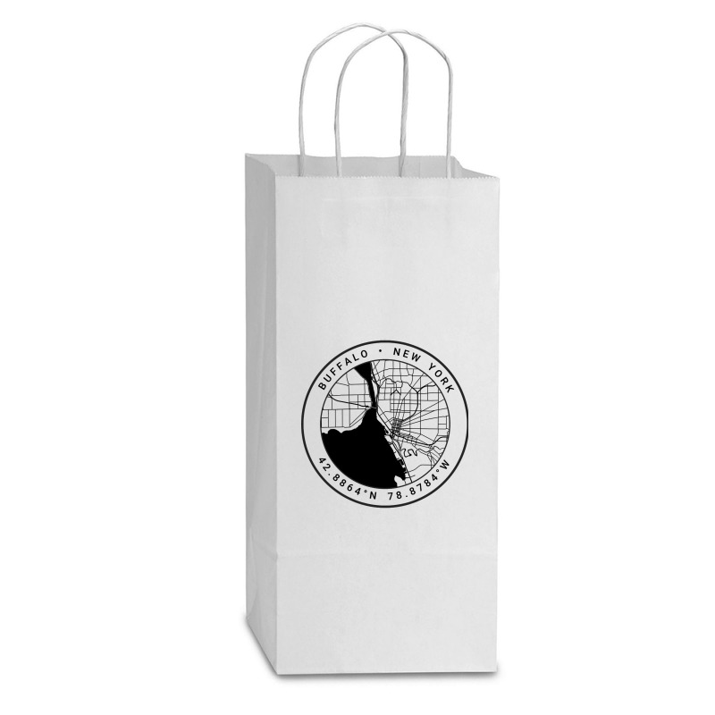 Buffalo Map Double Wine Paper Bag - 6 1/2 X 3 1/2 X 12 3/8 | Artistshot