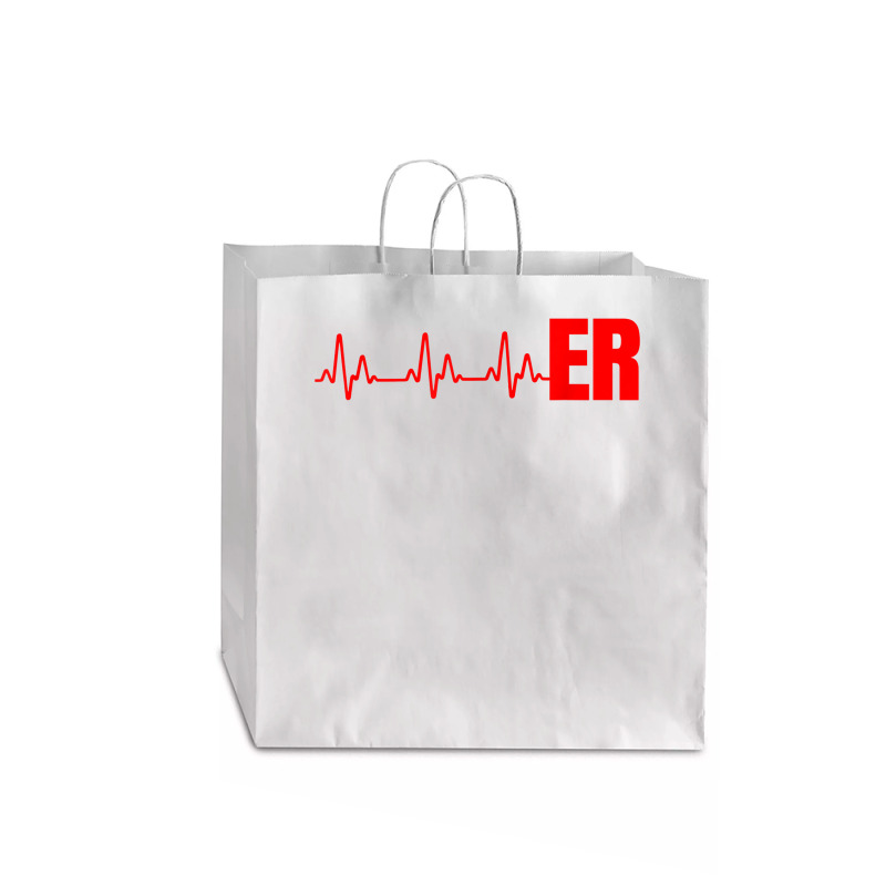 Emergency Medicine Emergency Room Nurse Er Heartbeat T Shirt Jumbo Paper Bag - 18 X 7 X 18 3/4 | Artistshot