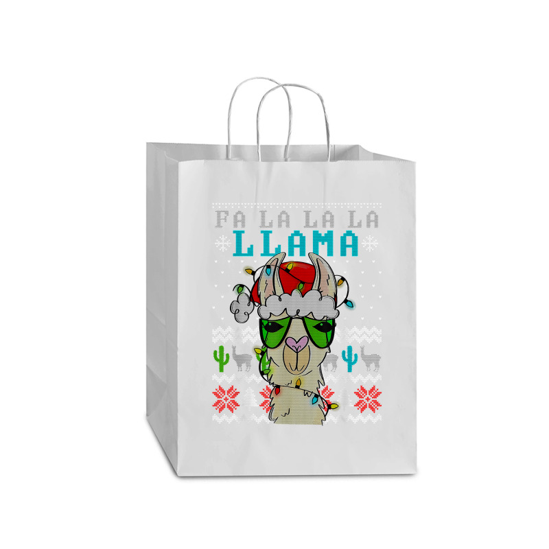 Fa La La La La Merry Christmas Funny Santa Llama Ugly T Shirt Mart Paper Bag -13 X 7 X 17 | Artistshot