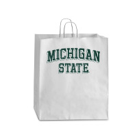 Michigan State Spartans Retro Arch Heather Gray Sweatshirt Queen Paper Bag - 16 X 6 X 19 1/4 | Artistshot