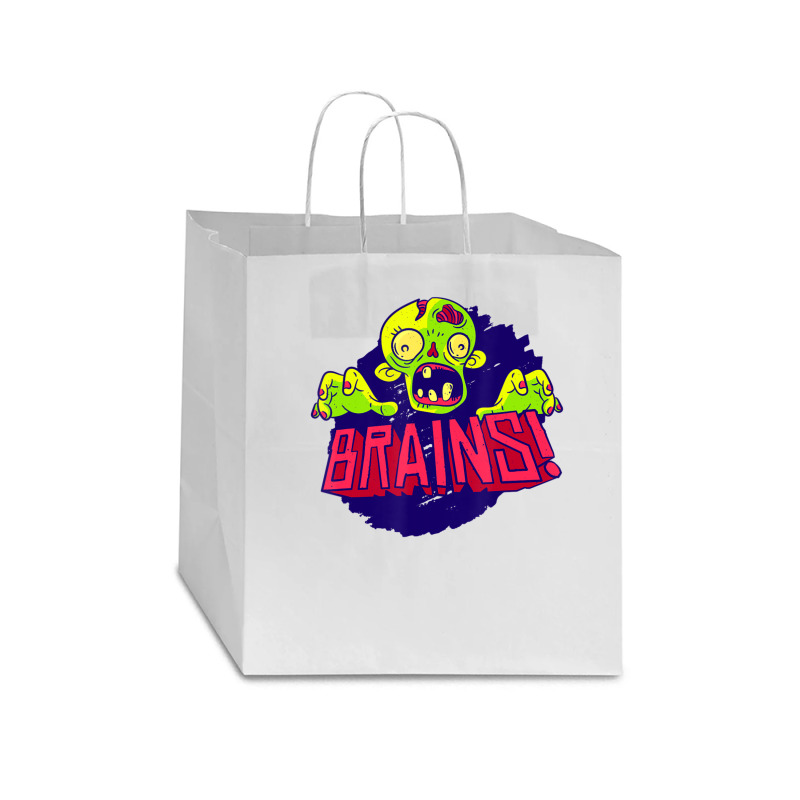 Creepy Zombie Brain Scary Halloween Kids Boys Girls Star Paper Bag - 13 X 7 X 13 | Artistshot