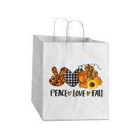 Love Peace Fall Halloween Pumpkin Emotions Smiling Costume Take Out Paper Bag - 14 X 10 X 15 1/2 | Artistshot