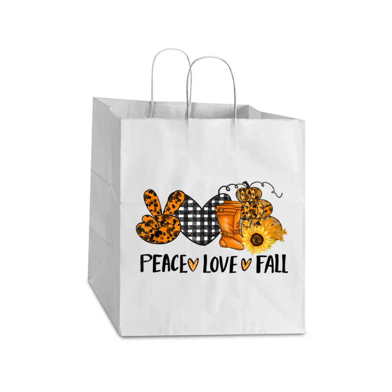 Love Peace Fall Halloween Pumpkin Emotions Smiling Costume Take Out Paper Bag - 14 X 10 X 15 1/2 | Artistshot