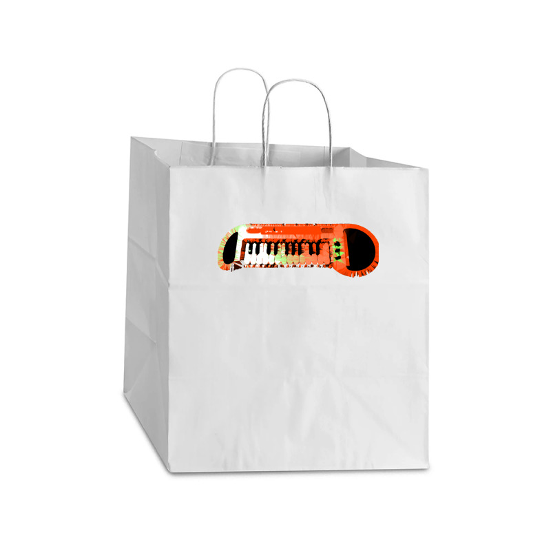 Retro Red Keyboard Synthesiser - Glitchy Mix Take Out Paper Bag - 14 X 10 X 15 1/2 | Artistshot