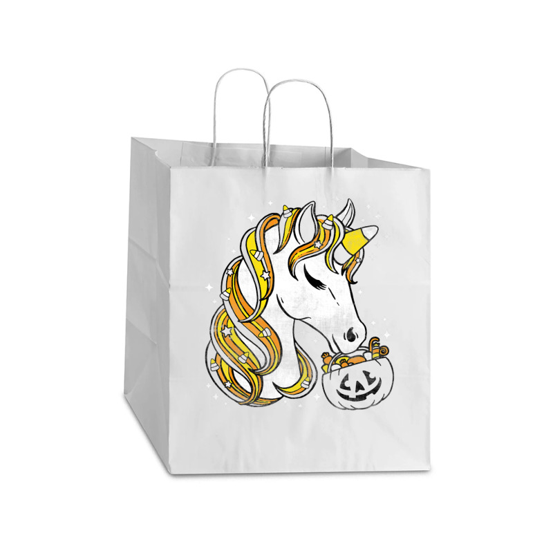 Cute Candy Corn Unicorn Halloween Top Take Out Paper Bag - 14 X 10 X 15 1/2 | Artistshot