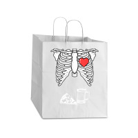 Dad Skeleton Halloween Beer Pizza Pregnancy Couple Men Take Out Paper Bag - 14 X 10 X 15 1/2 | Artistshot