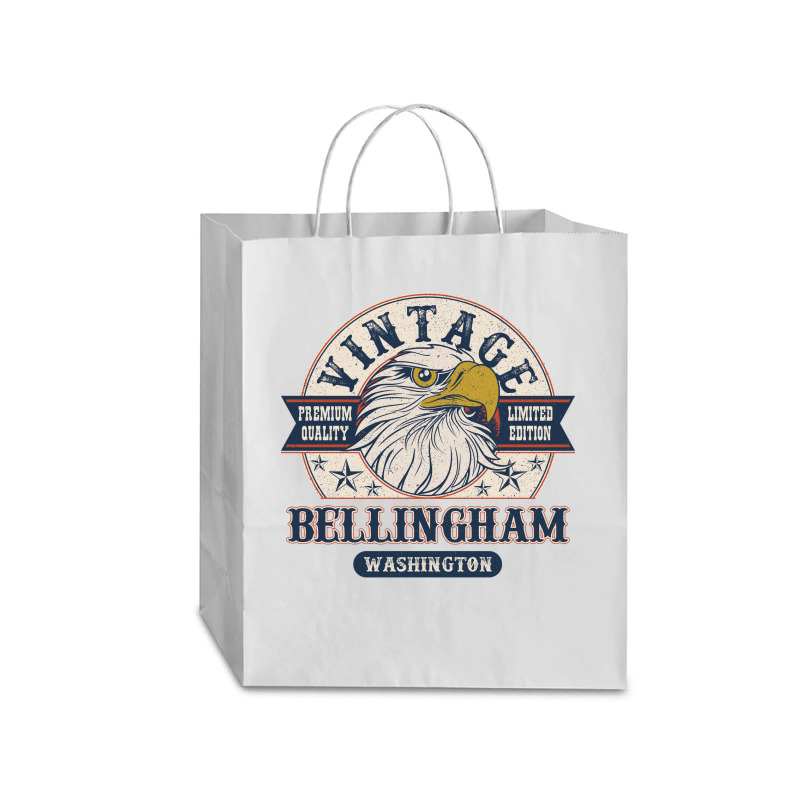 Retro Bald Eagle Bellingham Washington Vintage Limited Edition Traveler Paper Bag -13 X 6 X 15 3/4 | Artistshot