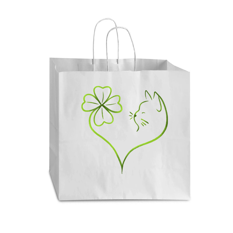 St Patricks Day  Shirt St Patrick's Clover Cat   1665 Vogue Paper Bag - 16 X 6 X 12 | Artistshot