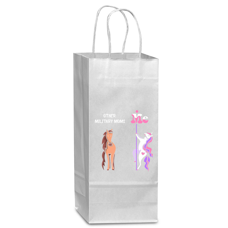 Other Military Moms Me Tee Unicorn Military Mom Funny Gift Idea Milita Wine Paper Bag - 5 1/2 X 3 1/4 X 13 | Artistshot