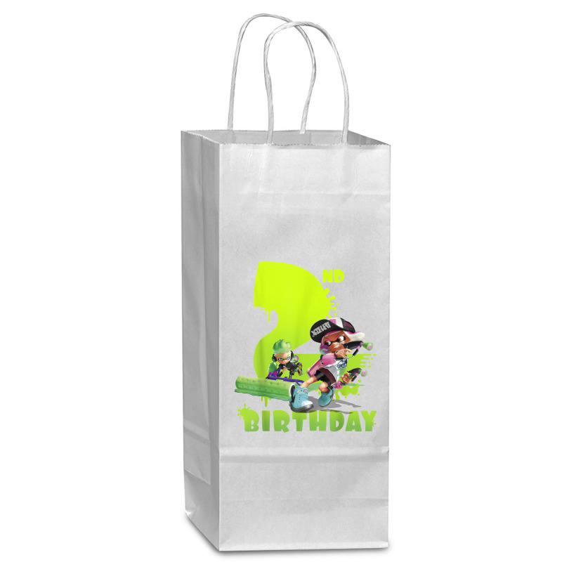 Splatoon Inkling 2nd Birthday Green Splatter Portrait Wine Paper Bag - 5 1/2 X 3 1/4 X 13 | Artistshot