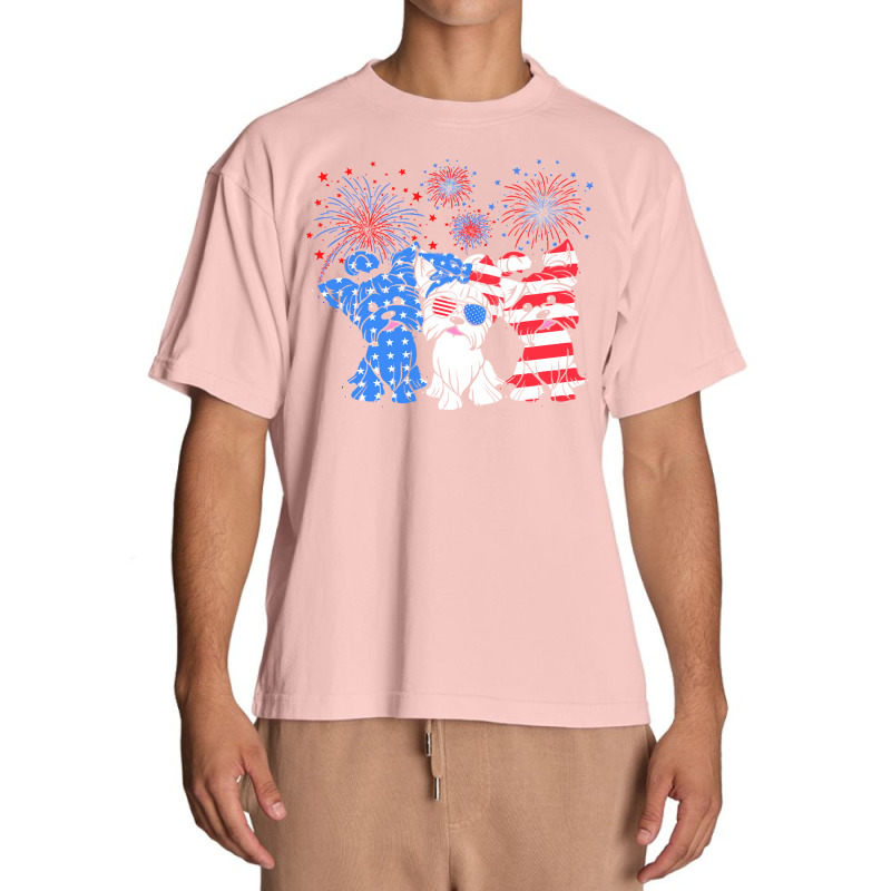 Yorkie Yorkshire Dog American Flag T  Shirt Funny Yorkie Yorkshire Dog Urban Heavy T-shirt | Artistshot