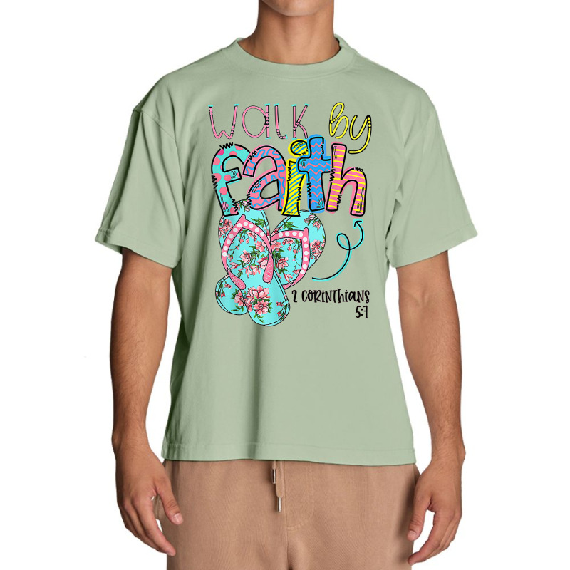 Walk By Faith Flip Flops Christian Jesus Bible Verse Summer T Shirt Urban Heavy T-shirt | Artistshot