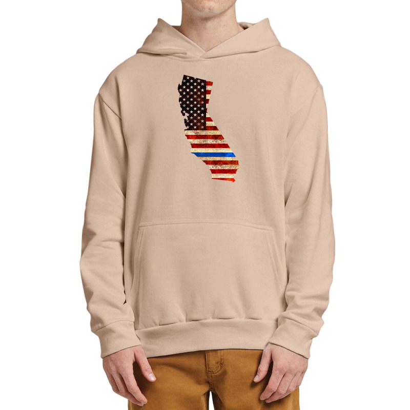 California Police Thin Blue Line Usa Flag Map Tee Urban Pullover Hoodie | Artistshot