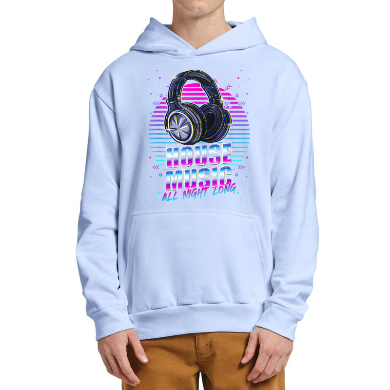 House Music All Night Long Emd Techno Bass Fan Headphones Dj T Shirt Urban Pullover Hoodie by atereabag | Artistshot