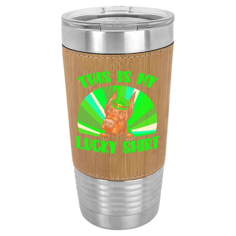 St Patricks Day Gift T  Shirt Doberman Leprechaun St Patricks Day Dog Leatherette Tumbler | Artistshot