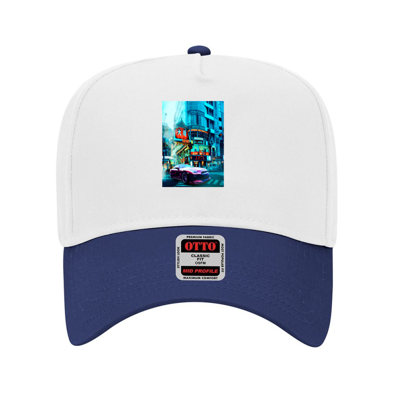 Tokyo Car Neon Synthwave Adjustable Baseball Cap by Jeff_Nugroho | Artistshot