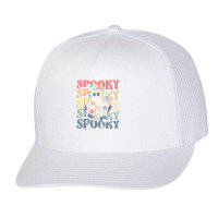 Groovy Halloween Spooky Ghost And Colorful Daisy Costume Trucker Cap | Artistshot