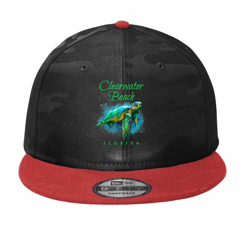 Clearwater Beach Florida Watercolor Sea Turtle Camo Snapback by NikoPittman | Artistshot