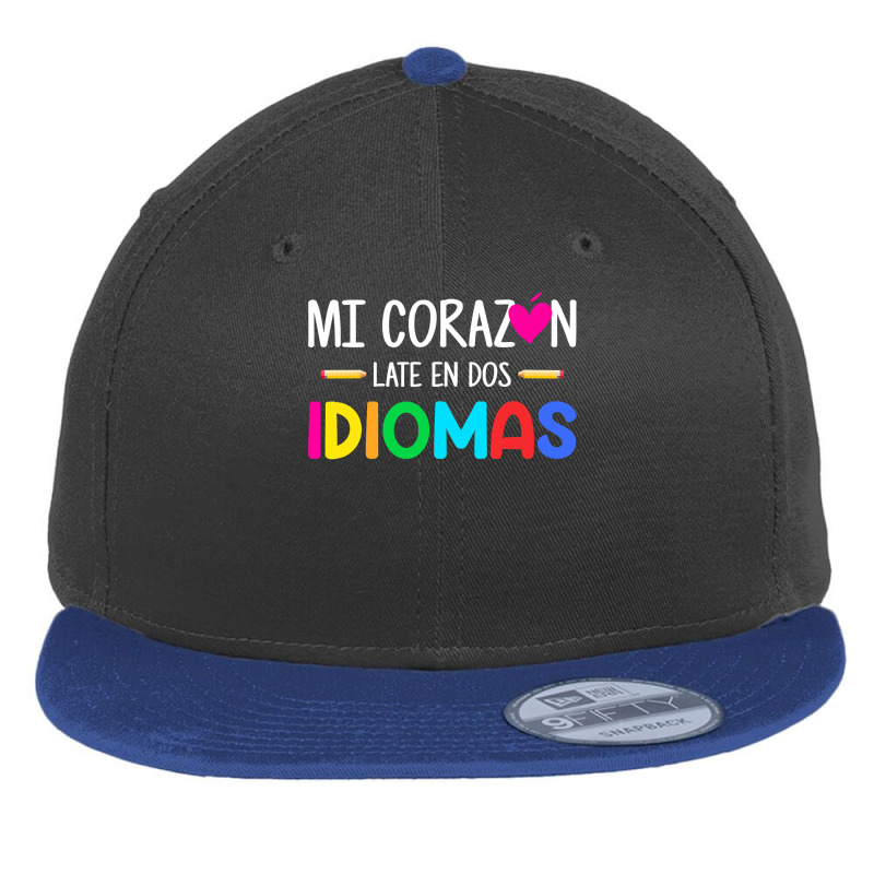 Mi Corazon Late En Dos Idiomas, Bilingual Spanish Teacher Flat Bill Snapback Cap by new121 | Artistshot