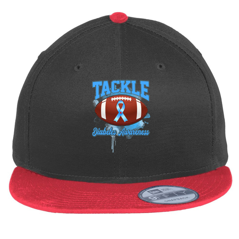 Diabetes Diabetic Tackle Football Blue Ribbon 109 Diabetes Awareness Flat Bill Snapback Cap by peafowl | Artistshot