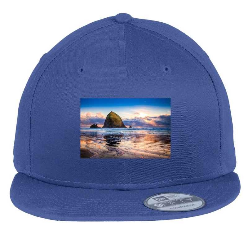 Haystack Rock Flat Bill Snapback Cap by cm-arts | Artistshot