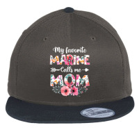 Womens My Favorite Marine Calls Me Mom Marine Military Flat Bill Snapback Cap | Artistshot