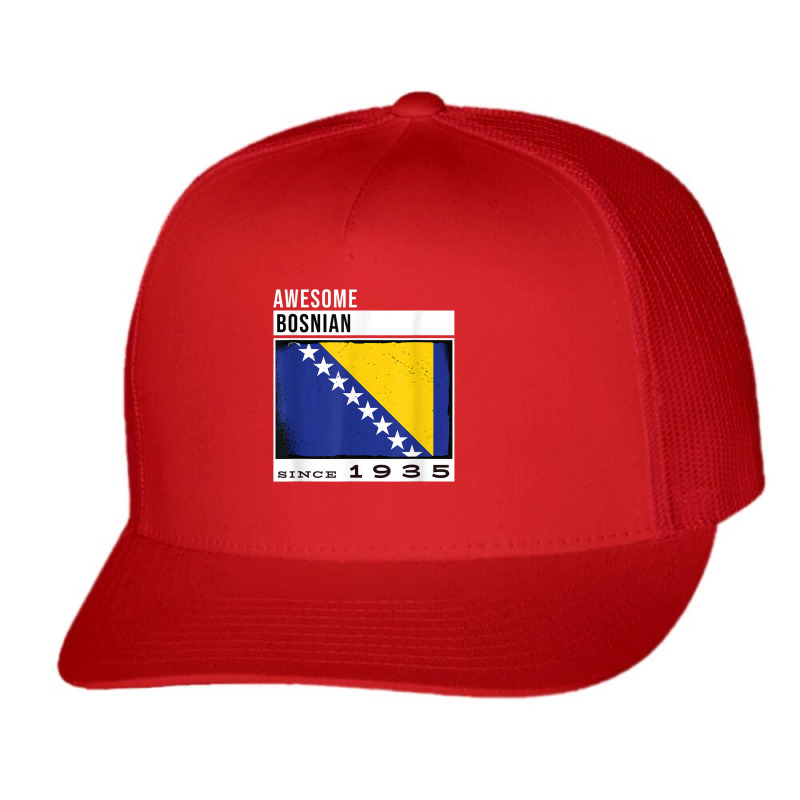 Awesome Bosnian Since 1935   Bosnian 87th Birthday Trucker Cap by Bestarts | Artistshot