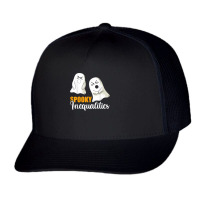 Men Halloween Math Teacher Shirt, Spooky Inequalities Ghosts T Shirt Trucker Cap | Artistshot