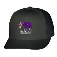 Gestational Trophoblastic Disease Love Hope Purple Ribbon Trucker Cap | Artistshot