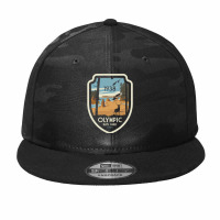 Washington Olympic National Park Retro Vintage Design Gift Camo Snapback | Artistshot