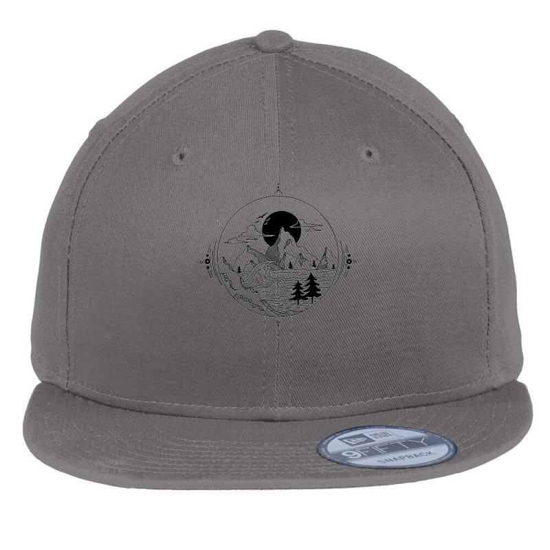 Made For The Mountains 1 Minimal Line Art Classic Flat Bill Snapback Cap by cm-arts | Artistshot