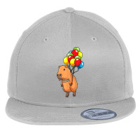 Capybara Giant Cavy Rodent With Balloons Capybara T Shirt Flat Bill Snapback Cap | Artistshot