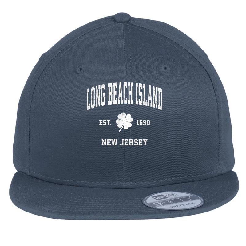 Long Beach Island New Jersey Vintage Shamrock Sports Flat Bill Snapback Cap by FrancesTiffany | Artistshot