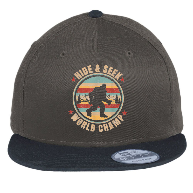 Bigfoot Sasquatsch Vintage Retro Hide & Seek World Champion Flat Bill Snapback Cap by cm-arts | Artistshot