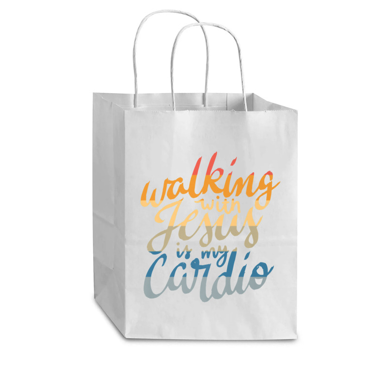 Walking With Jesus Is My Cardio   Funny Christian Workout Premium T Sh Cub Paper Bag - 8 X 4 1/2 X 10 1/4 | Artistshot