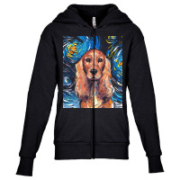 Cocker Spaniel T  Shirt Cocker Spaniel Night Youth Zipper Hoodie | Artistshot