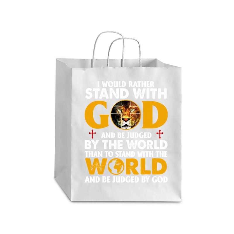 Jesus Christ Christian Lion Jesus Cross Id Rather Stand With God Knigh Debie Paper Bag - 10 X 5 X 13 | Artistshot