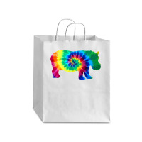 Hippopotamus Hippo Tie Dye Vintage Hippie Hippopotamus Lover 216 Hippo Debie Paper Bag - 10 X 5 X 13 | Artistshot