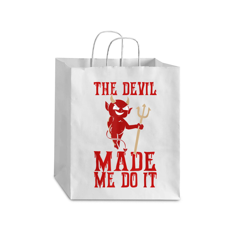 The Devil Made Me Do It Satan Trident Spear Halloween Season T Shirt Debie Paper Bag - 10 X 5 X 13 | Artistshot