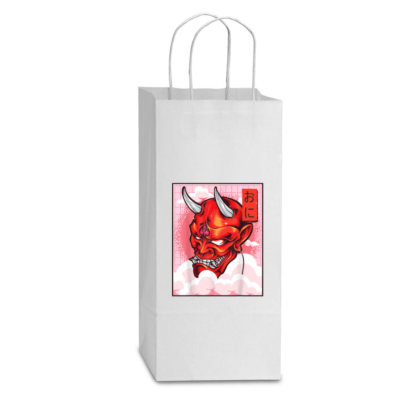 Oni Mask Demon Mask Yokai Kawaii Japanese Aesthetic Harajuku T Shirt Double wine Paper Bag - 6 1/2 x 3 1/2 x 12 3/8 by cm-arts | Artistshot